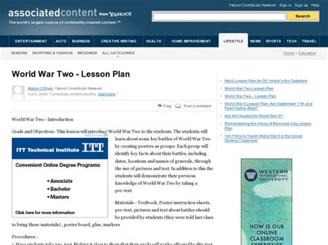 World War Ii Lesson Plan For 9th 12th Grade Lesson Planet