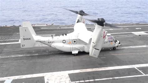 U S Navy Cmv 22b Osprey Conducts Flight Operations Aboard The Uss Abraham Lincoln Youtube