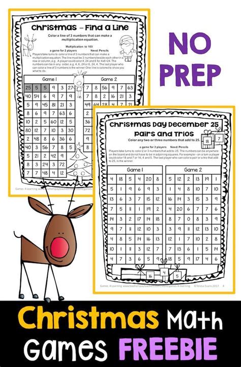 Christmas Math Worksheet With Reindeers And No Prep