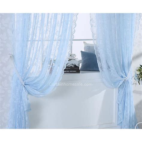 Romantic Blue Color Classical Elegant Lace Curtain Of Sheer Curtain