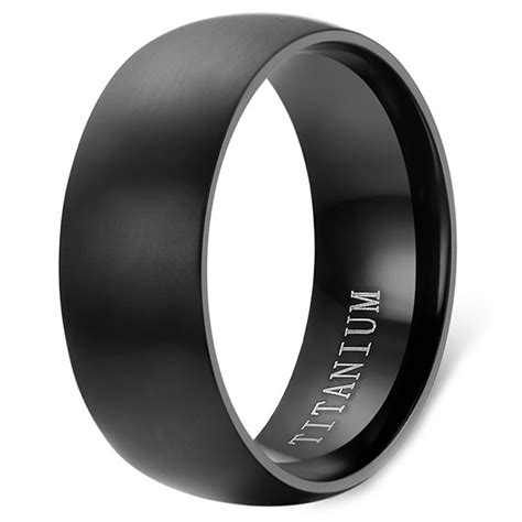 Classic titanium rings for both men and women: Men's Black Titanium Ring - BijouxStore - webid:833