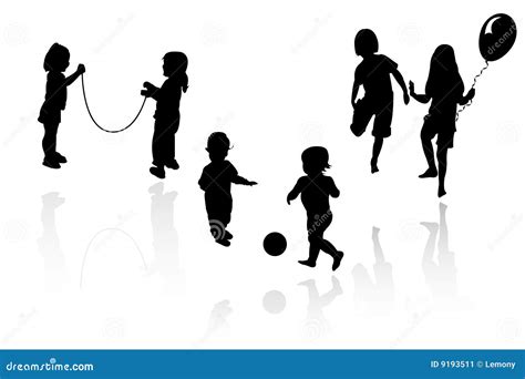 Silhouette Girls And Boys Playing Stock Vector Illustration Of People