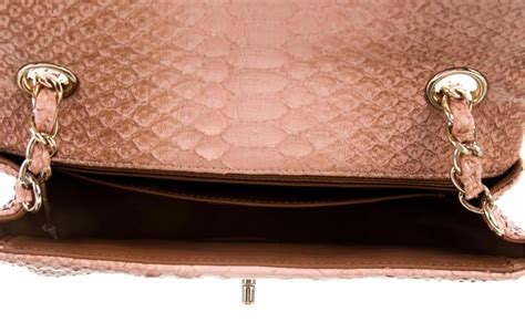 Chanel Pink Snakeskin Exotic Gold Leather Medium Evening Shoulder Flap