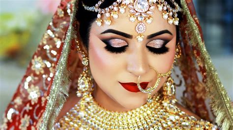 Long Lasting Indian Bridal Makeup Tutorial Traditional Gold And Red