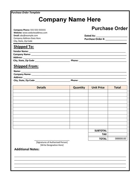 Purchase Order Template Excel Collection