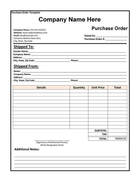 5 Best Free Printable Purchase Order Template Pdf For
