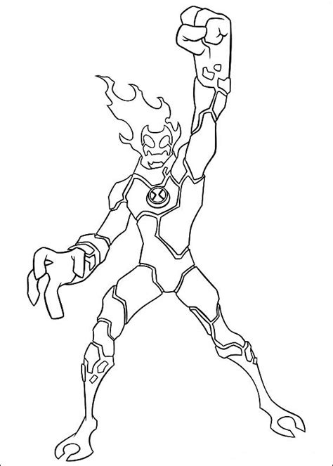Ben 10 Heat Blast Colouring Page | eColoringPage.com- Printable