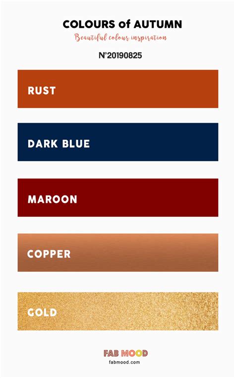 Autumn Color 2019 Copper Rust Maroon Dark Blue Gold