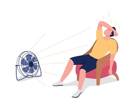 Reducing Body Heat With Fan Semi Flat Color Vector Character 2588100