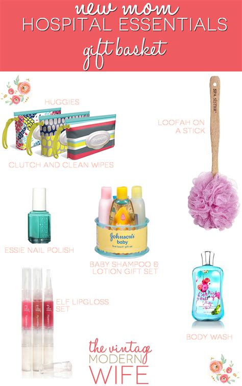 Lrh has a great list on its website. New Mom Hospital Essentials Gift Basket - The Vintage ...