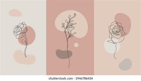 Vector Minimalist Style Plants Flowers Line Stock Vector Royalty Free Shutterstock
