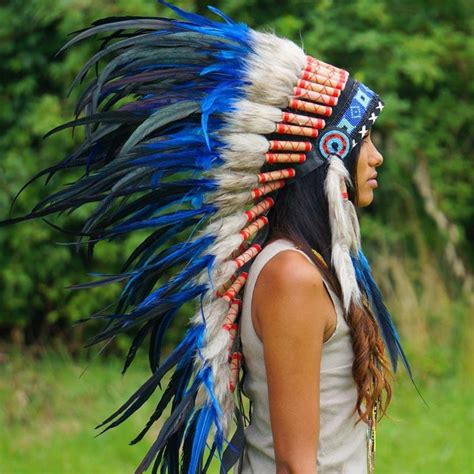Blue Indian Headdress 95cm Indian Headdress Novum Crafts