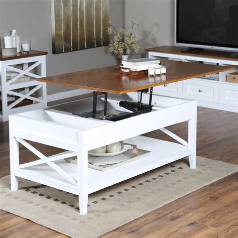 Cheap café tables, buy quality furniture directly from china suppliers:lift top coffee table with storage & open shelf modern living room furniture hot enjoy ✓free tribesigns lift up coffee table is the perfect size for medium or small size living room. Contemporary Cottage Brown White Wood Lift Top Coffee ...