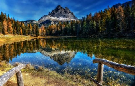 Wallpaper Autumn Forest Trees Mountains Lake Reflection Italy