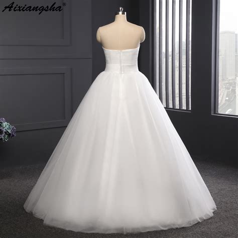 A Line Sweetheart Pleat White Ivory Wedding Dress