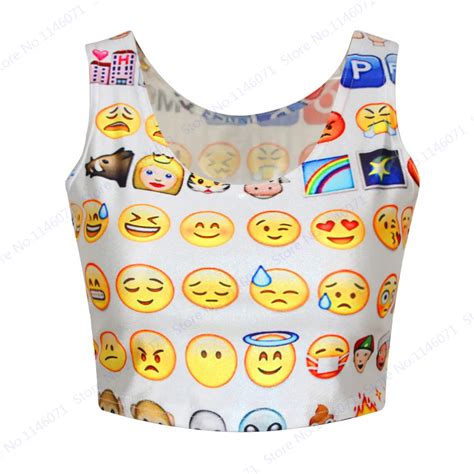 Funny Qq Emoticons Cropped Tank Top Tube Top Sleeveless White Smiley