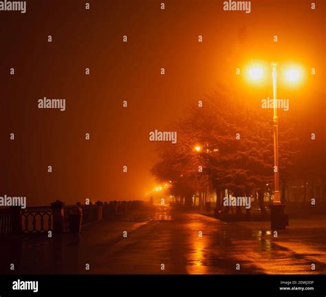 Illuminated Street Lights At Night Stock Photo Alamy