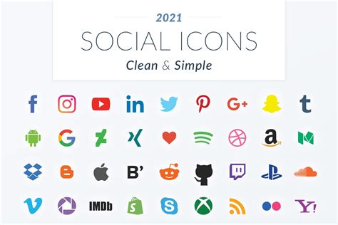 2021 Simple Social Icons 60 Clean Social Media Icons Etsy