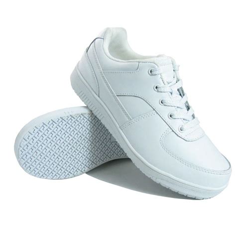 Genuine Grip 215 Womens Slip Resistant Athletic Work Shoes Wide White