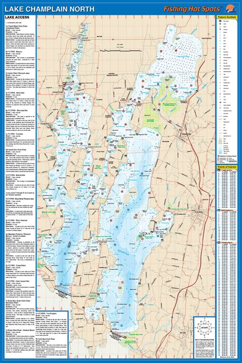 Champlain North Fishing Map Lake Quebec Waters To South Hero