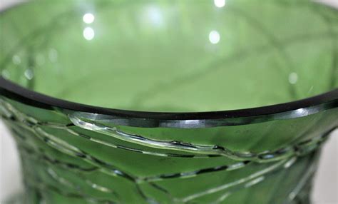 Loetz Large Green Iridescent Threaded Art Glass Vase At 1stdibs Large