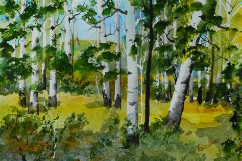 Watercolor Painting Original Landscape Fine Art Painting Of Aspen