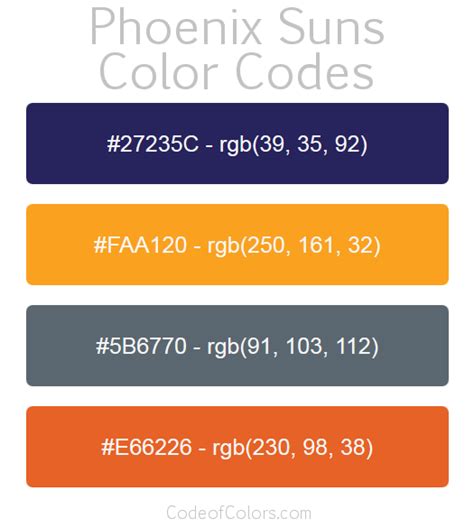 Phoenix Suns Team Color Codes Miami Dolphins Color Coding Nfl Team