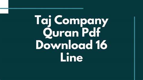 Taj Company Quran Pdf Download 16 Line