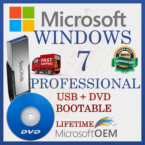 Ms Windows 7 Professional 64 Bit Retail Sale License With Usb And Dvd