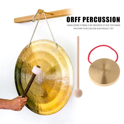 21cm Hand Gong Copper Cymbals With Wooden Stick For Band Rhythm Kids