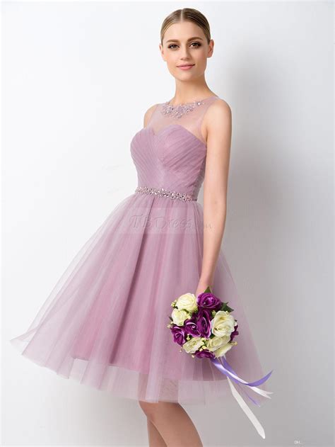 2016 Spring Summer Short Lilac Bridesmaid Dresses Bridesmaidca