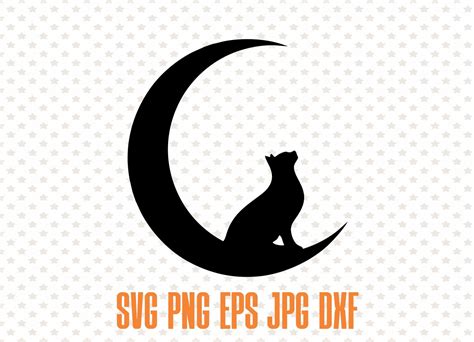 Cat And The Moon Svg Design Vector Cat Moon Silhouette Etsy Australia