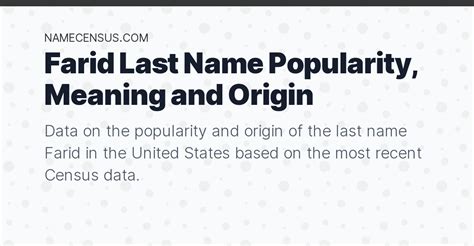 Farid Last Name Popularity Meaning And Origin