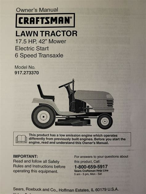 Sears Lt1000 Craftsman 6sp 175 42 Lawn Tractor Owner And Parts Manual