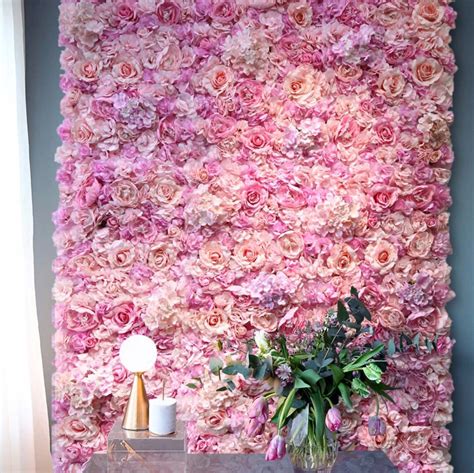 40 X 60 Cm Pink Silk Rose Flower Wall Artificial Flower For Etsy