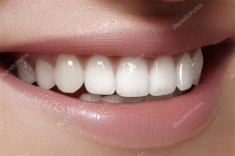 Beautiful Smile With Whitening Teeth Dental Photo Macro Closeup Of