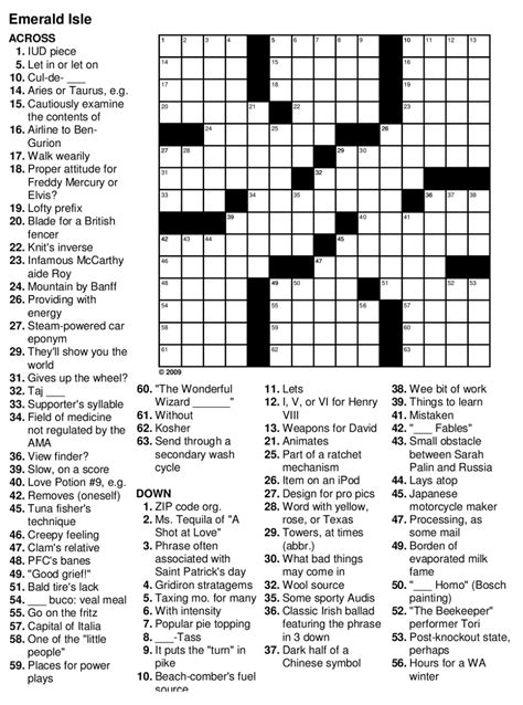 Free Easy Printable Crossword Puzzles For Adults