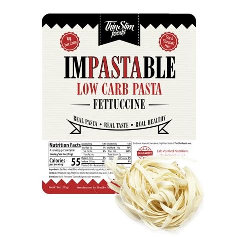 Thinslim foods impastable low carb pasta (rotini) 3.9 out of 5 stars 185 $9.99 $ 9. ThinSlim Foods Impastable Low Carb Pasta Fettuccine [dry ...