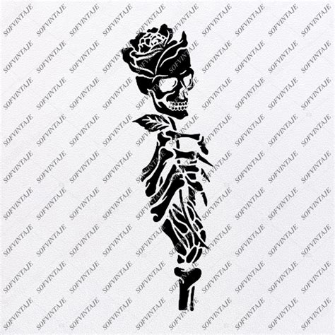 Skull Svg File Skull Rose Svg Design Clipart Tattoo Rose Svg File Skull