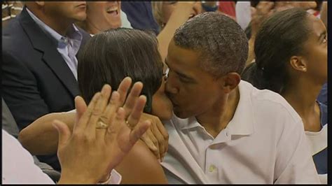 Barack And Michelle Obama In Kiss Cam Smooch World News Sky News