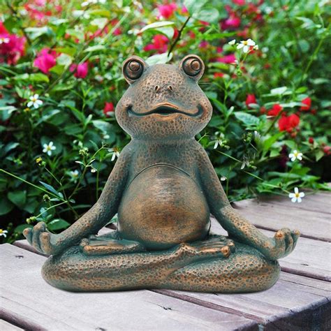Goodeco Meditation Frog Garden Ornaments Outdoor Statue Décor Zen