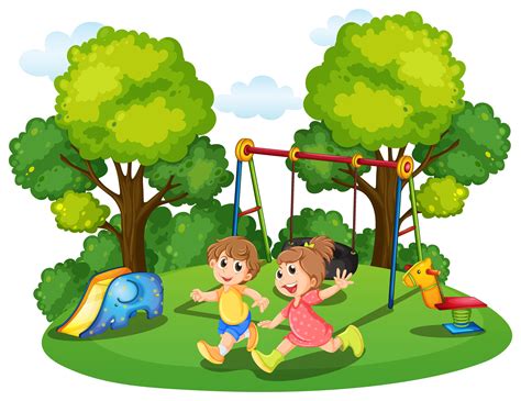 Zwei Kinder Die In Den Park Laufen 358798 Vektor Kunst Bei Vecteezy
