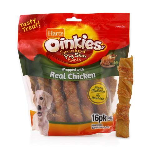Hartz Oinkies Rawhide Free Chicken Wrapped Treats For Dogs 164 Oz Bag