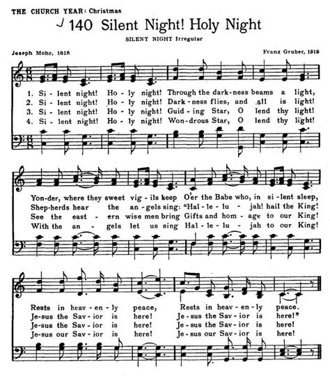 silent night lyrics printable pdf