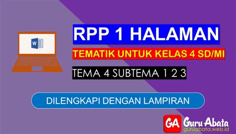 Contoh RPP Halaman Kelas Tema Lengkap Dengan Lampiran Guru Abata