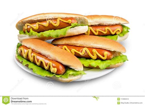 Barbecue Grilled Hot Dogs With Yellow Mustard On Stock Photo Image Of