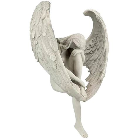 The Angel Long Winged Sitting Statue Resin Sorrowful Statues Etsy