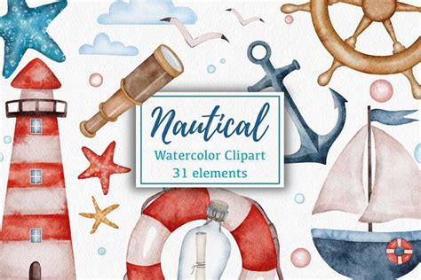 Nautical Watercolor Clipart Ocean Sea Illustration Png