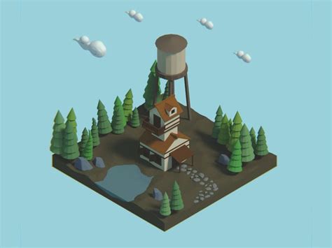 Cabin In The Woods Low Poly Cabins In The Woods Game Concept Art