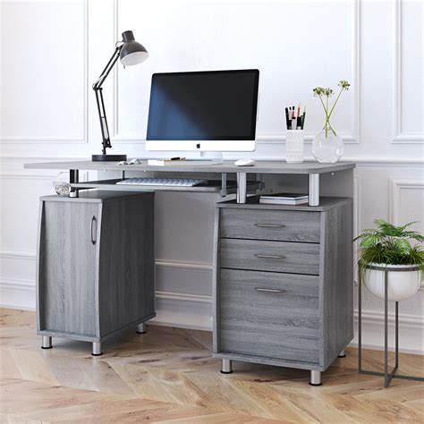Grey Desk With Storage